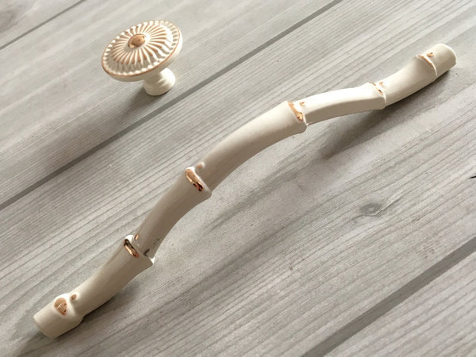 5 Bamboo Dresser Knobs Handle Drawer Pulls Handles Cream Etsy
