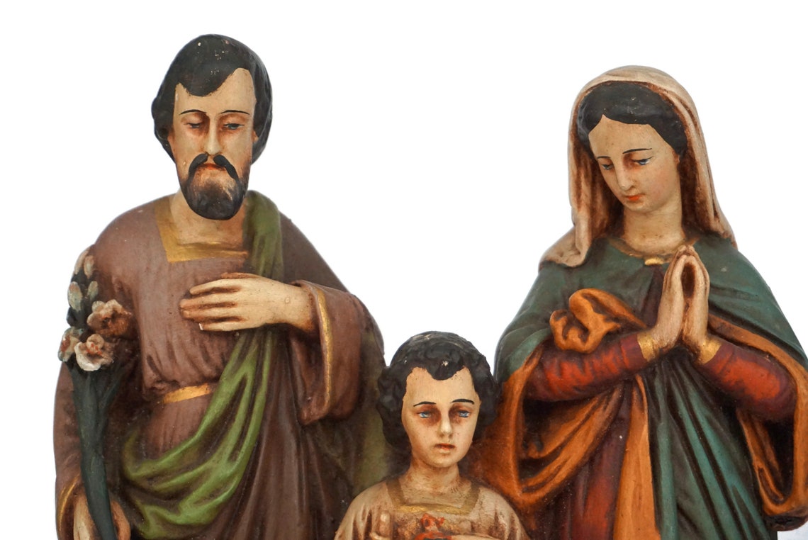 Holy Family Statue with Child Jesus Virgin Mary and Saint image 2
