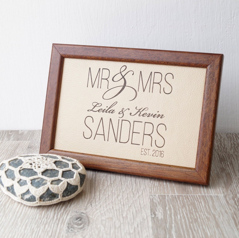 3rd anniversary gift leather wedding sign engraved leather