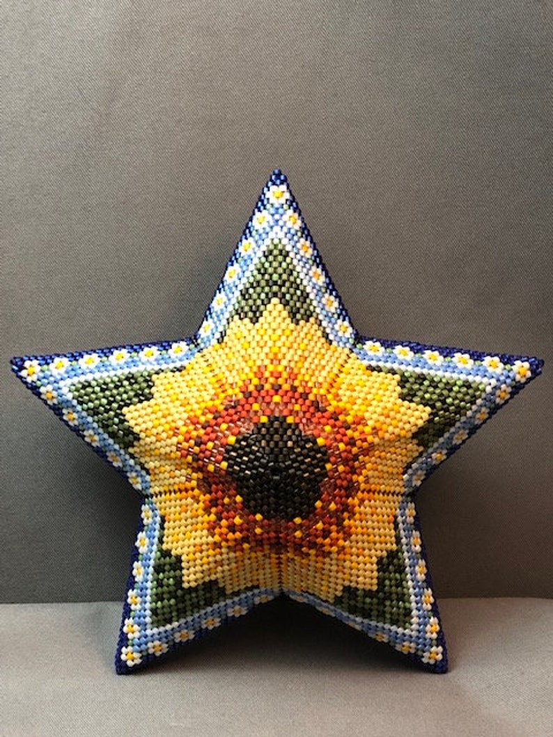 Beaded 3D Puffy Star Tutorial & Pattern Sunflower Star Etsy