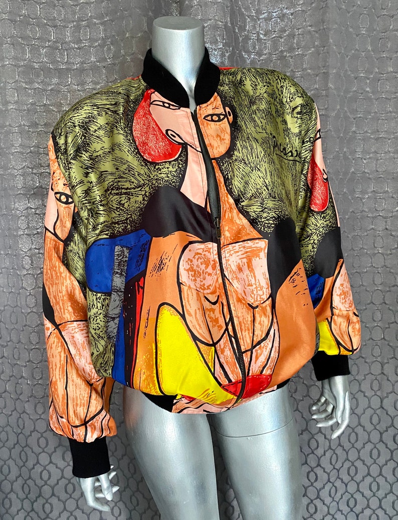 Vintage Picasso Reversible Parachute Bomber Jacket