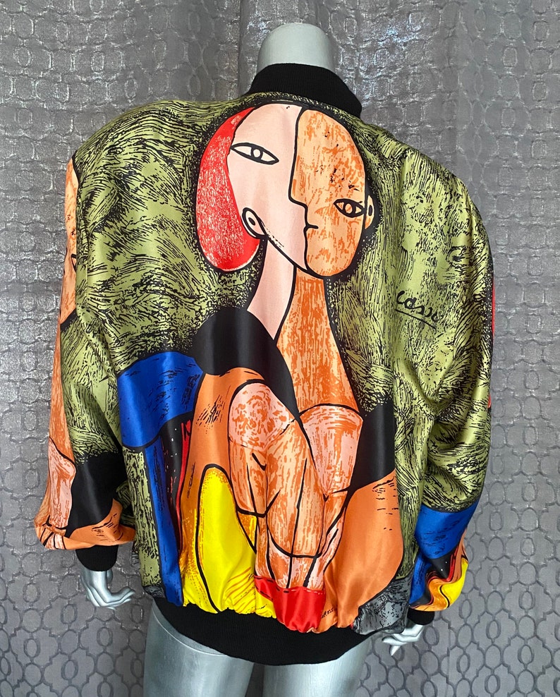 Vintage Picasso Reversible Parachute Bomber Jacket