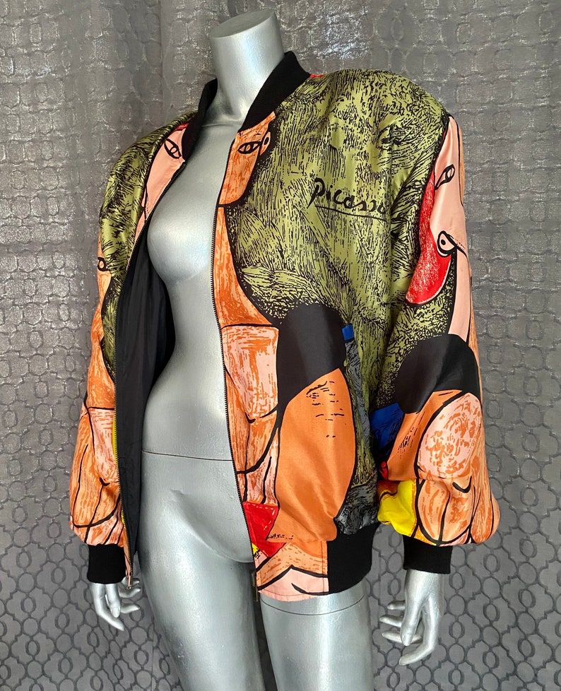 Vintage Picasso Reversible Parachute Bomber Jacket