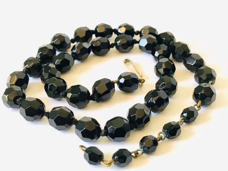Vintage Western Germany Black Glass Necklace