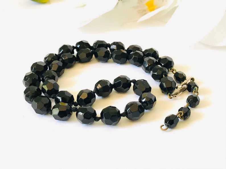 Vintage Western Germany Black Glass Necklace
