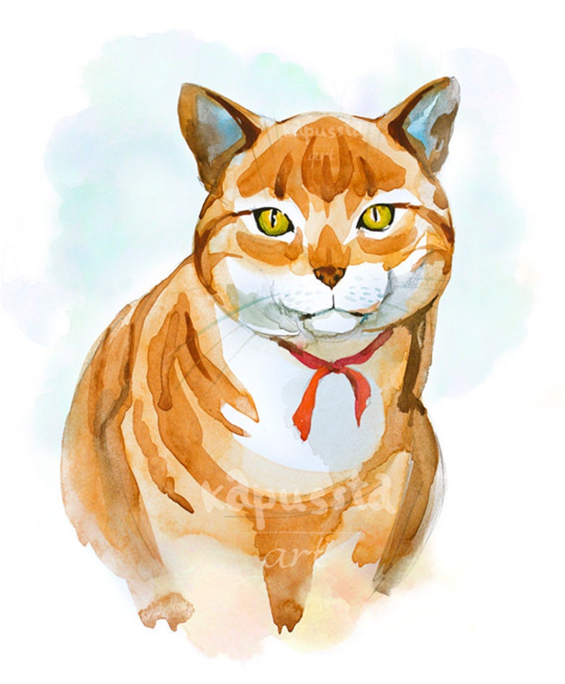 Ginger cat portrait Digital Download Art printable orange and | Etsy