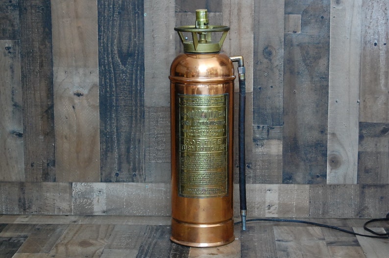 American Dayton Fire Engine Co. Copper Fire Extinguisher Lamp Etsy