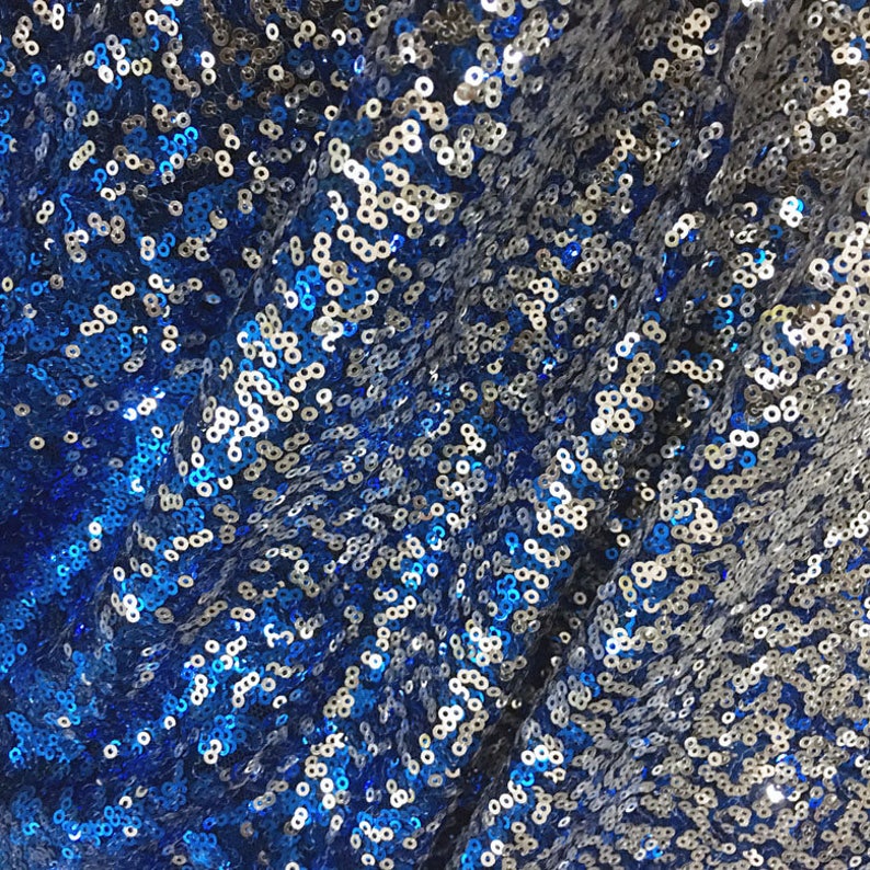 Royal blue and silver sequins ombre lace fabric paillette | Etsy