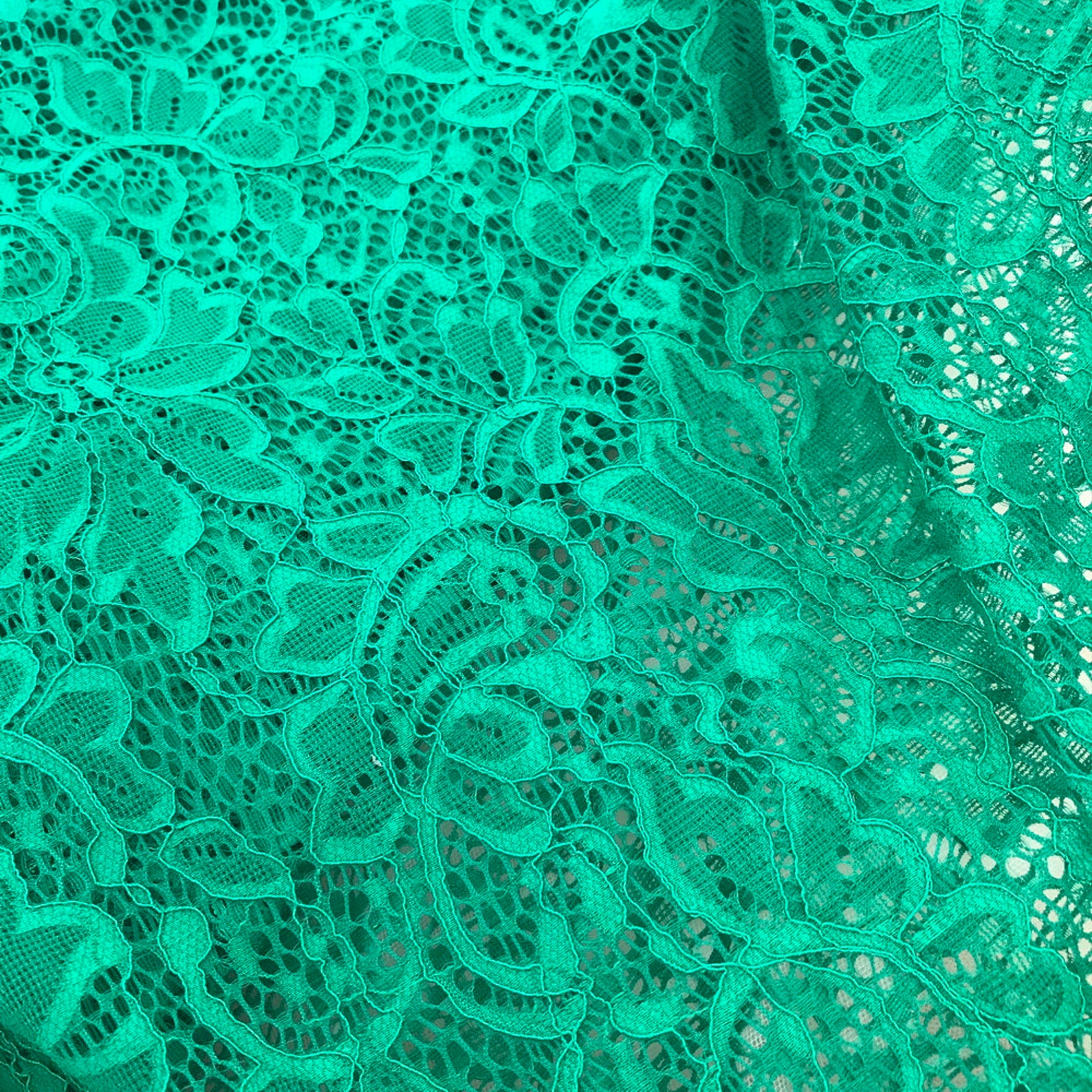 Green Stretch Fabric 59 wide Elastic Lace Fabric | Etsy