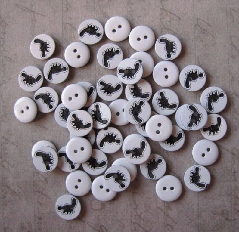 Set of 10 buttons round acrylic black feet