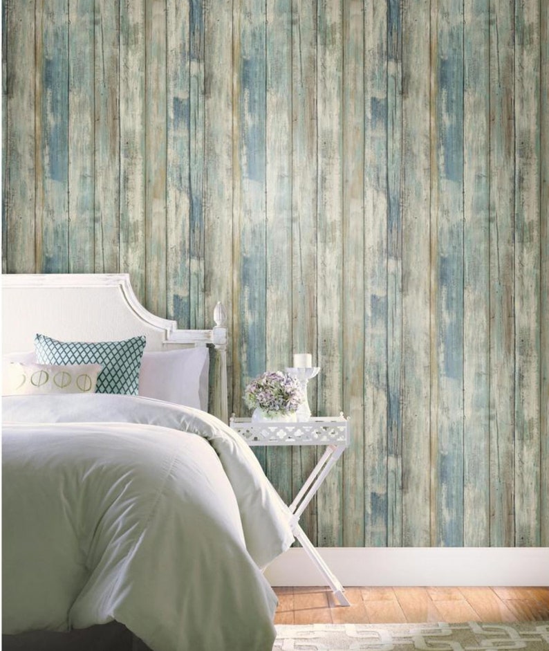 Weather Worn Blue Shiplap Wallpaper Removable Peel Stick | Etsy