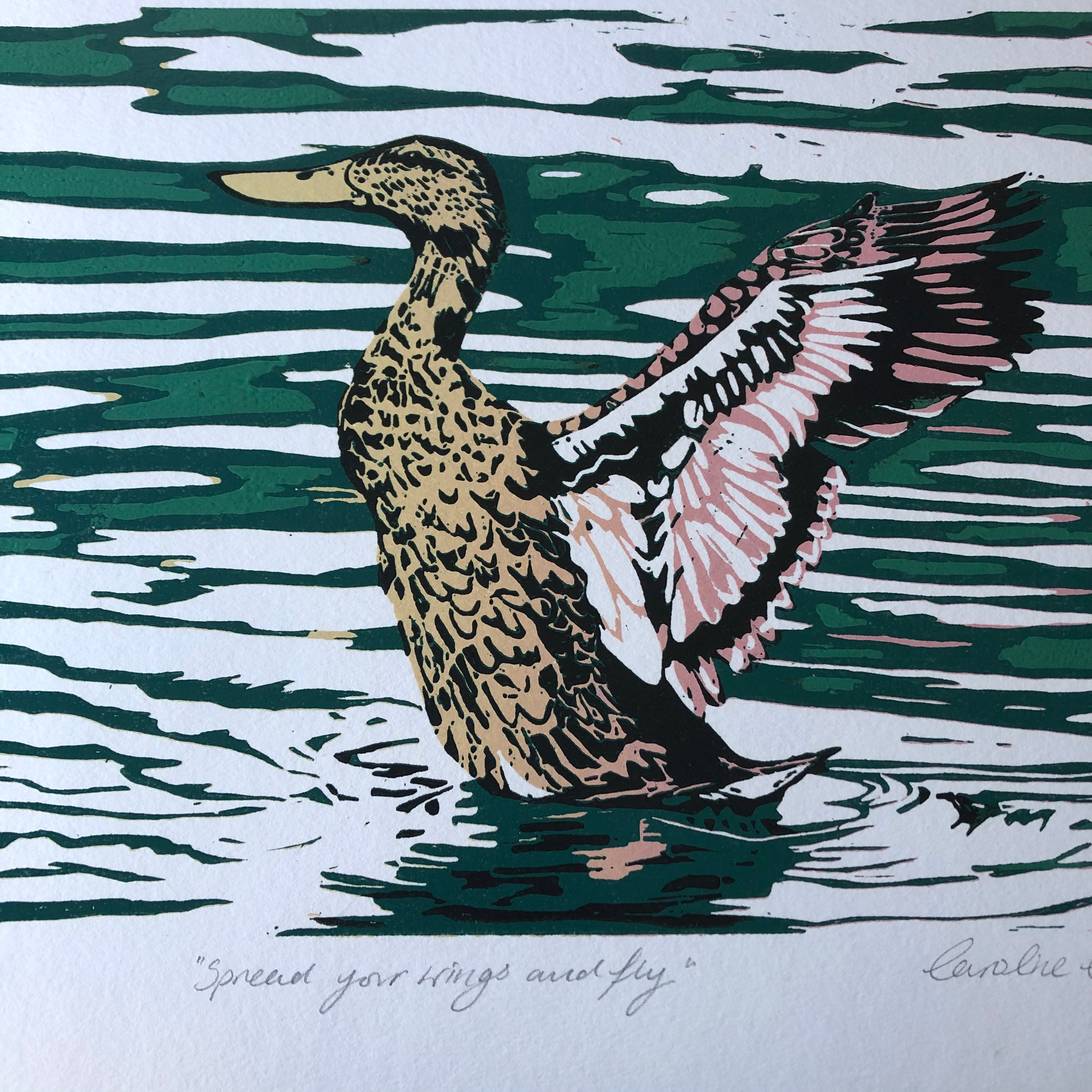 Duck print Handprinted limited edition linocut print Duck | Etsy