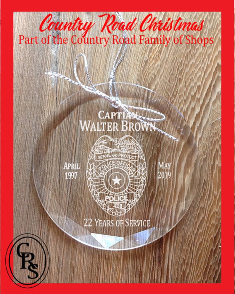 Personalized Police Retirement Crystal Ornament Years of Etsy