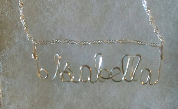 Elisa Silver Wire Name Necklace Personalised Jewellery Unique Gift Handmade Letter Jewellery Name Jewellery by Kolezi Bros