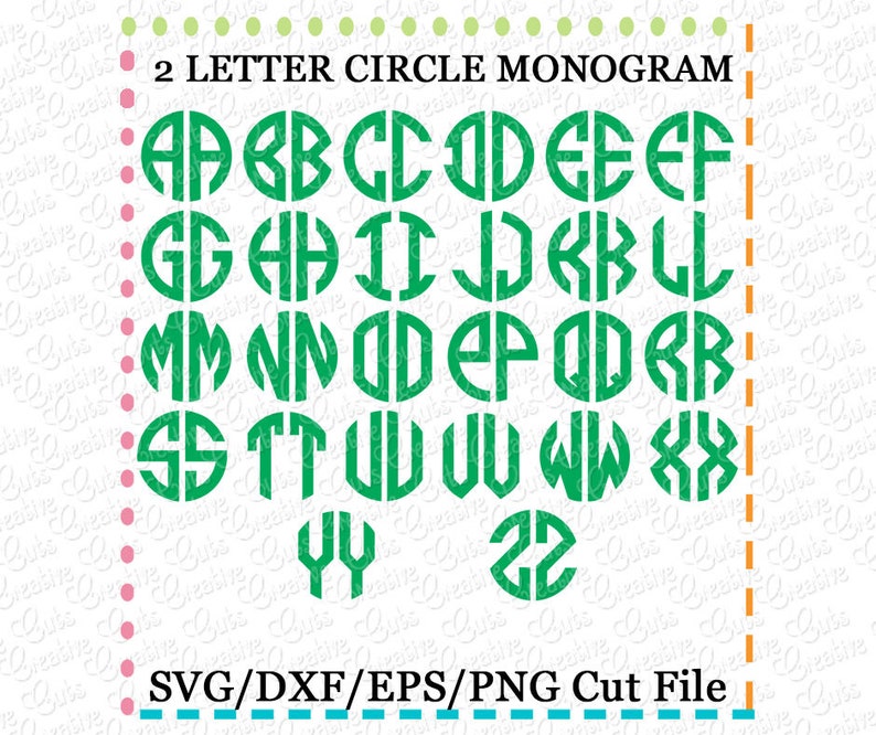 Download 2 Letter Circle Monogram Font SVG eps DXF Cutting File ...