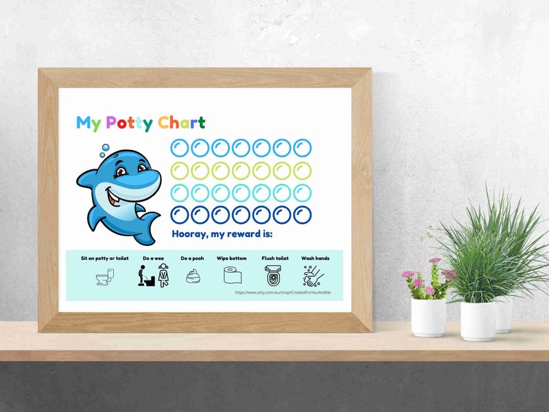Baby Shark Potty Training Reward Chart Toddler Toilet Etsy