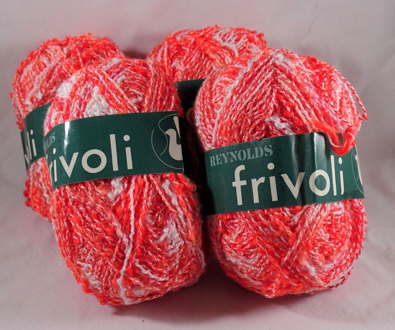 Reynolds frivoli Yarn Orange Variegated White Novelty Yarn Etsy