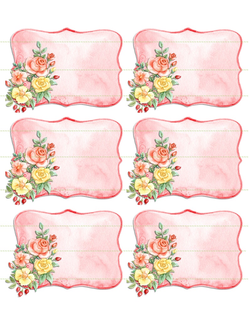 instant download pink flower name tags gift tags printable etsy