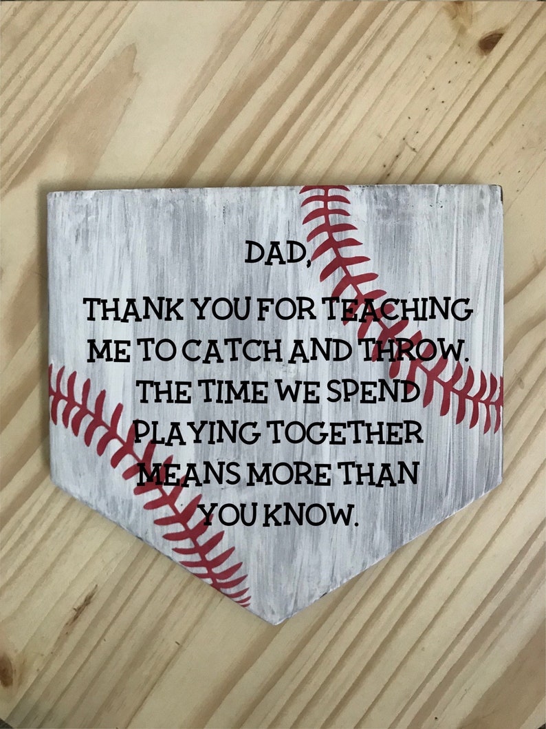 Baseball Themed Fathers Day Gift Rustic Wood Sign Home Plate Etsy