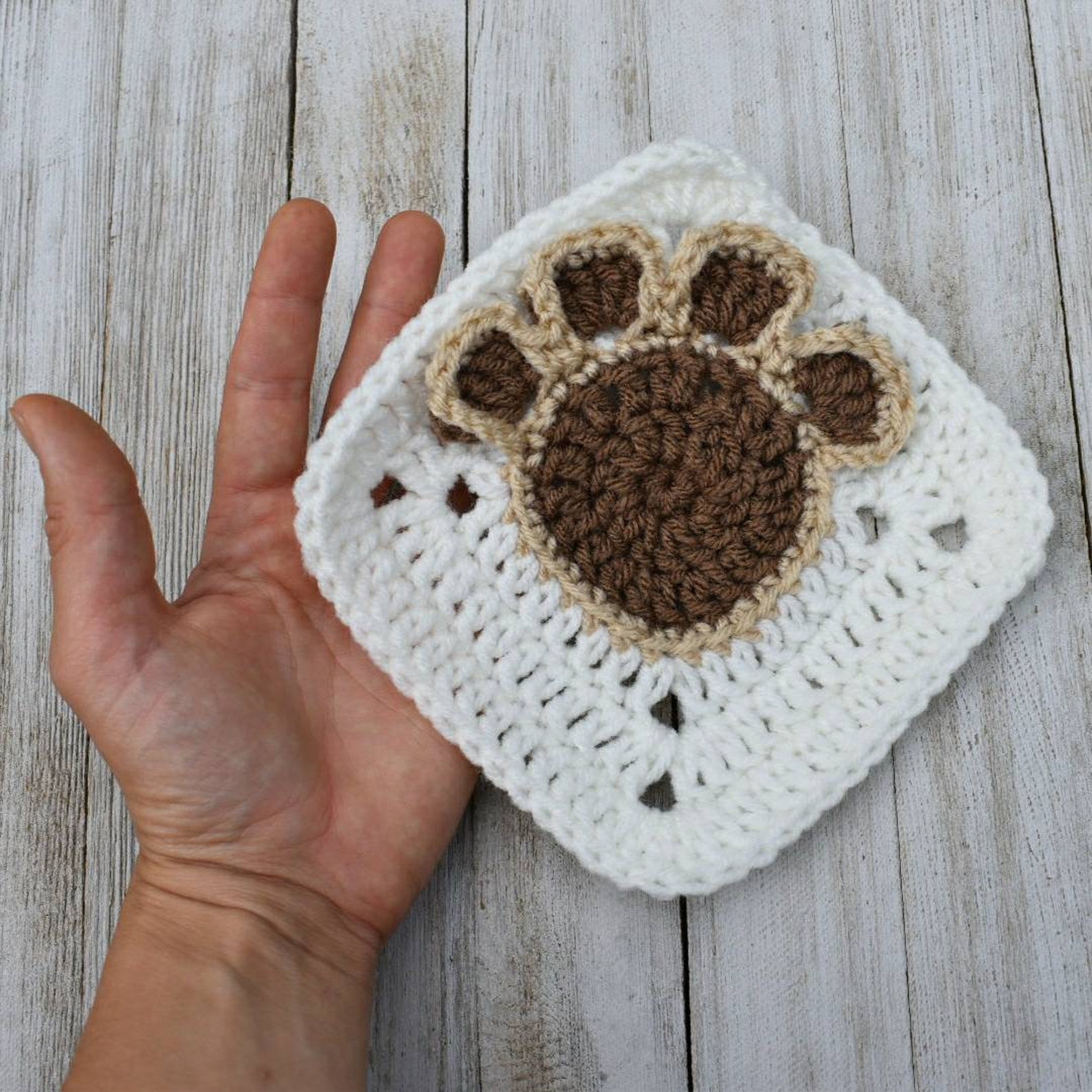 Paw print granny square easy crochet pattern pet paw print Etsy