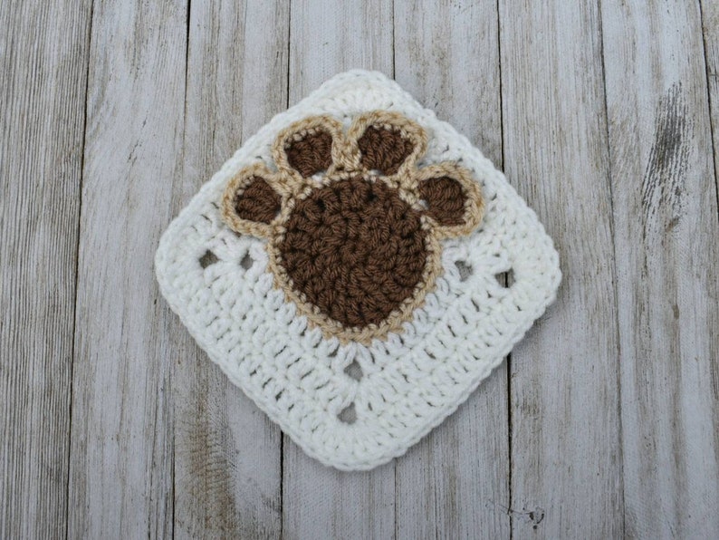 Paw print granny square easy crochet pattern pet paw print | Etsy