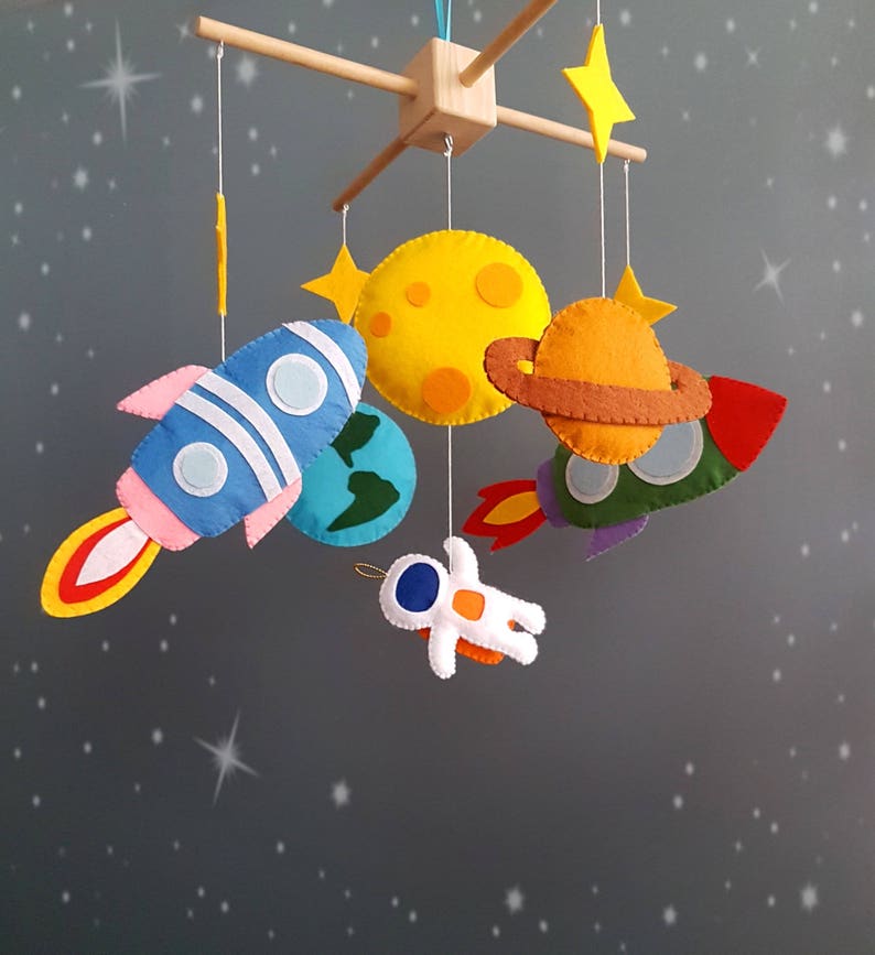 Space Baby Crib Mobile With Astronauts Rockets And Planets Etsy