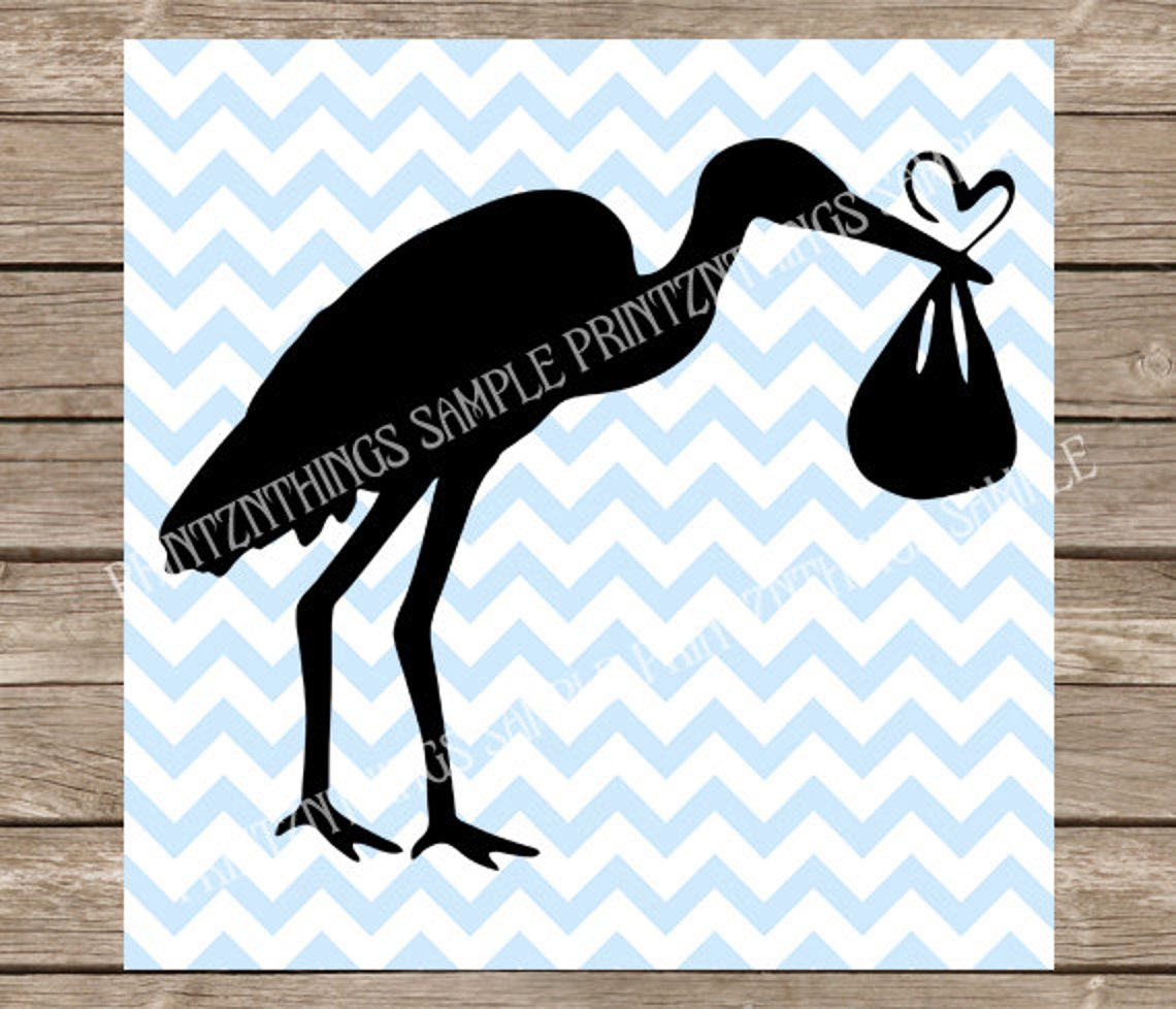 Stork Baby SVG Baby Stork Nursery Vector DXF PNG Cut files ...