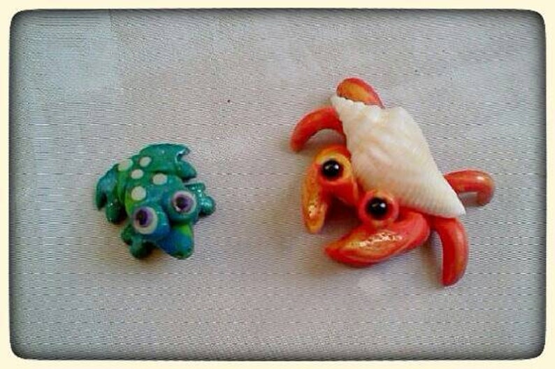 Hermit Crab and Frog Friend Polymer Clay Figures Accessories | Etsy