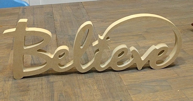 Wood Believe Sign .. Script Font .. Unfinished Cursive | Etsy