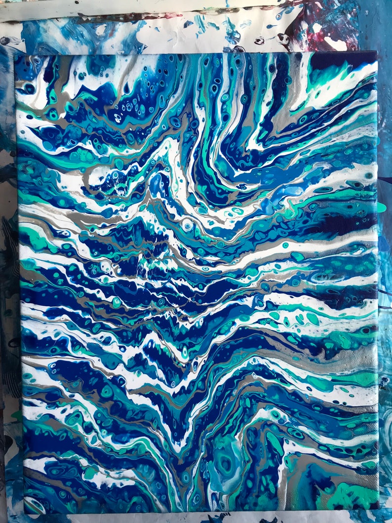 water and waves abstract art Original fluid art acrylic painting