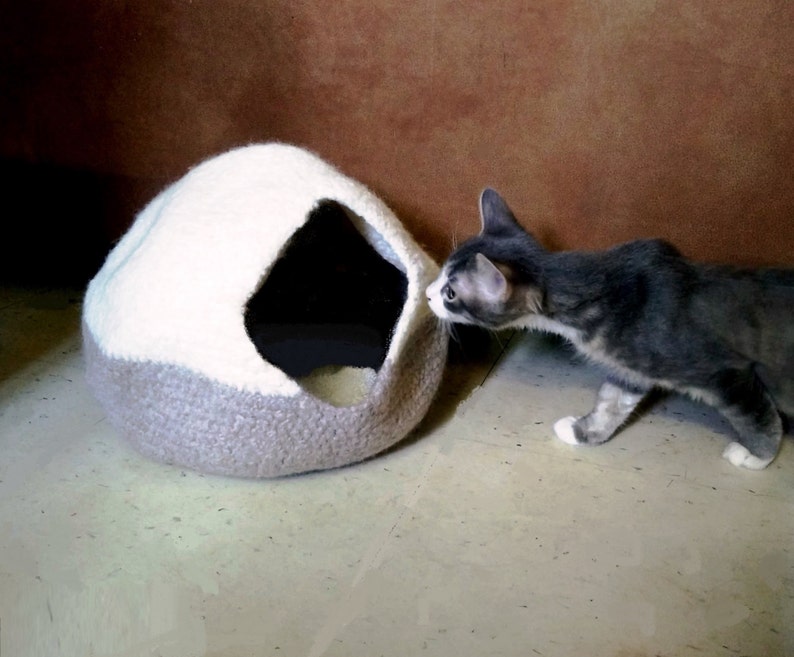 Felted Cat Cave Crochet PATTERN 2 Sizes wool cat bed/cave Etsy