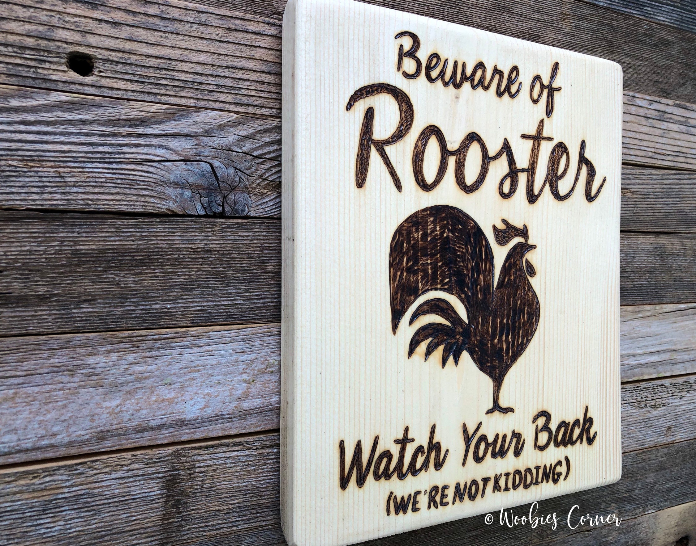 Funny farm sign Beware of Rooster sign Rooster decor Etsy