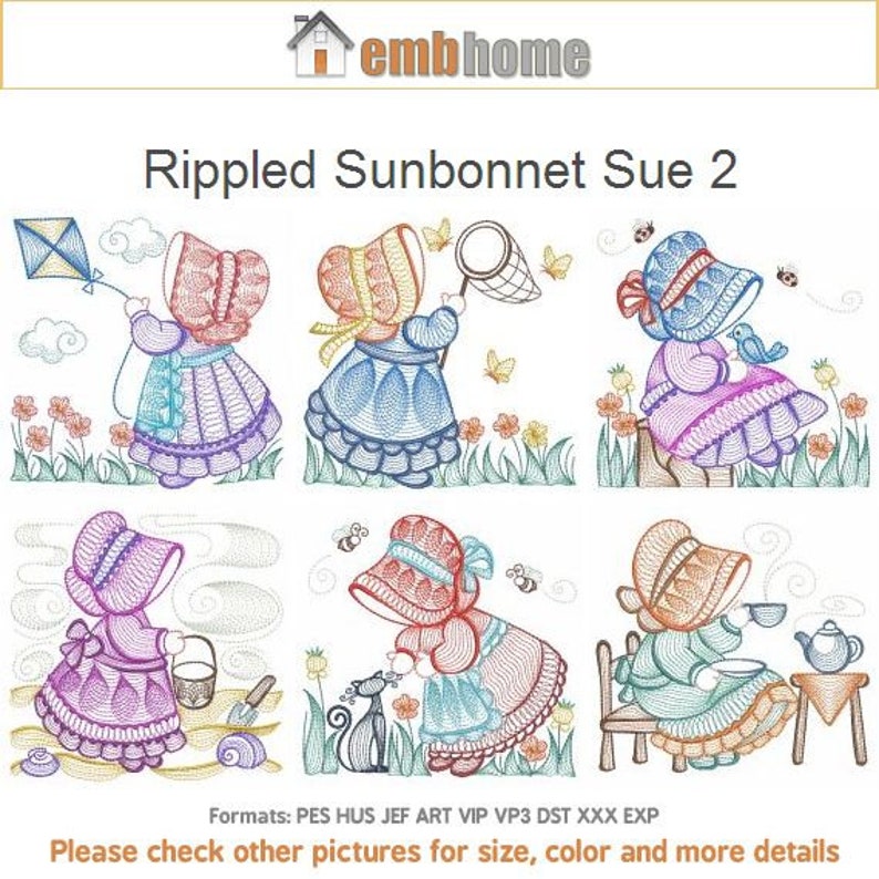 Rippled Sue Machine Embroidery Designs Instant Etsy