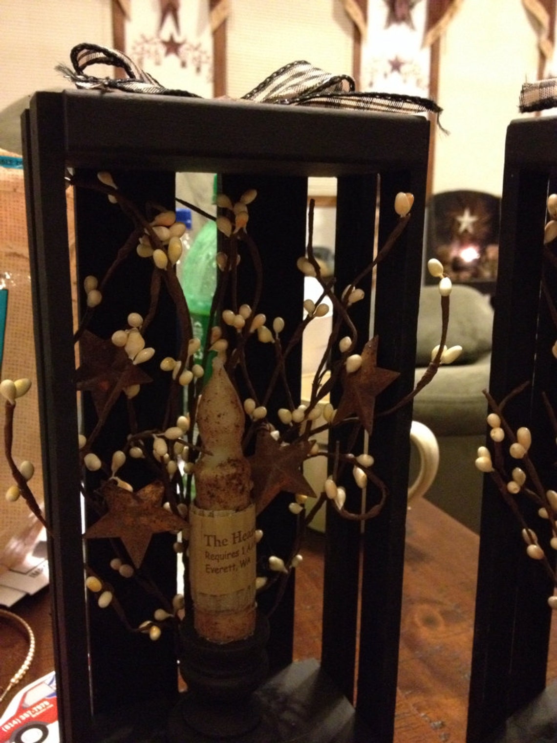 Primitive country black candle stands Etsy