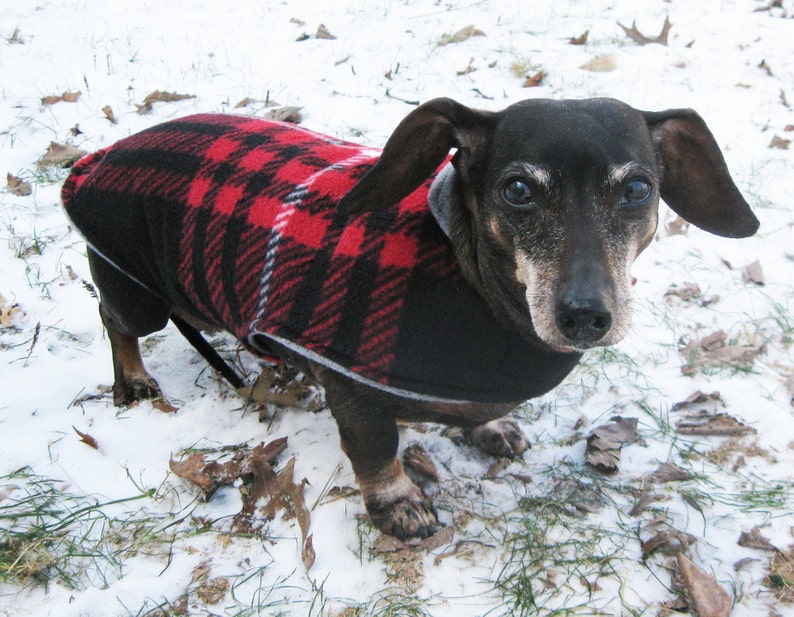 Dachshund JacketReversible Fleece Dog JacketRed&Black Plaid Etsy