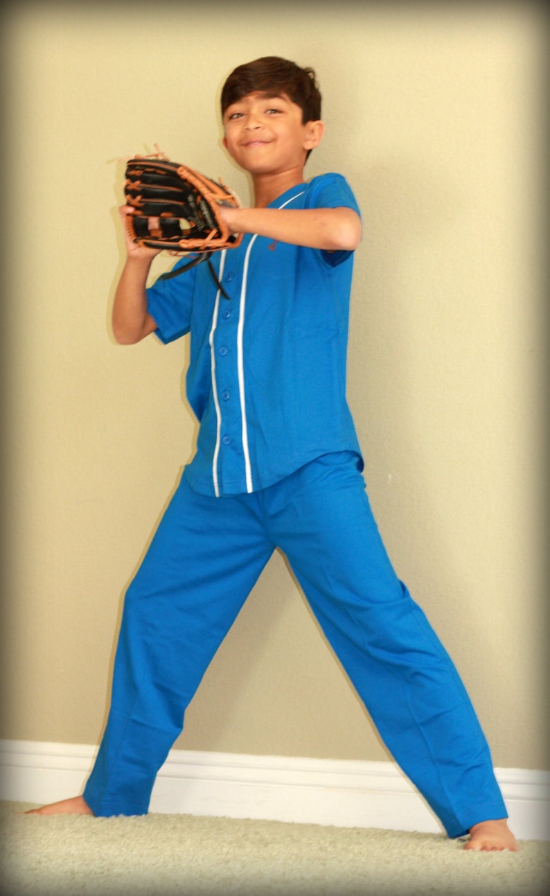 Royal Blue Baseball Pajamas / Sports Pajama / Hospital Pajama Etsy
