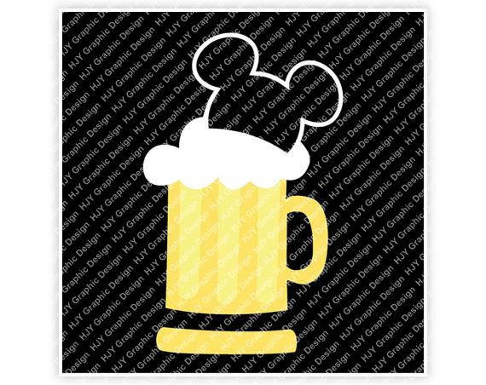 Disney Beer Mug Glass Icon Mickey Logo Head Mouse Ears Etsy