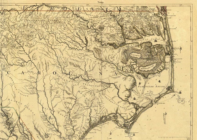 North and South Carolina map 1777 INSTANT DOWNLOAD as 1 or in | Etsy