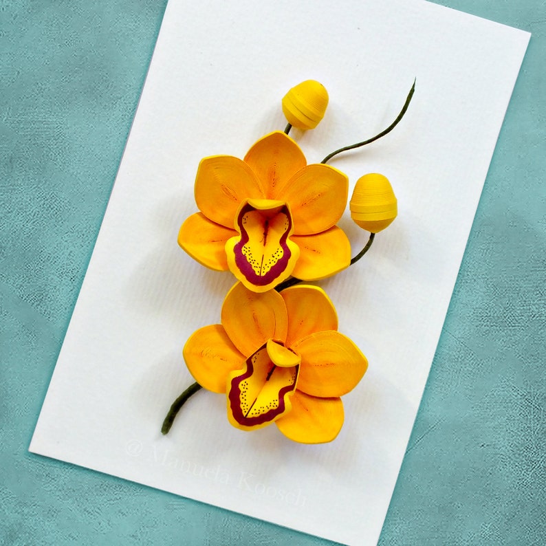 Yellow Orchid Wall Art Cymbidium Orchids Tropical Decor Mini Etsy