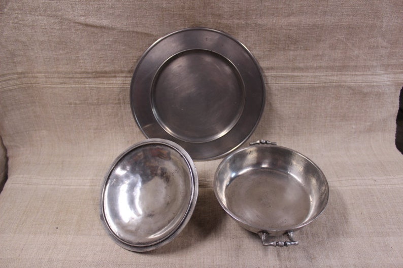 Pewter serving dish with lid and catchplate vintage Etsy