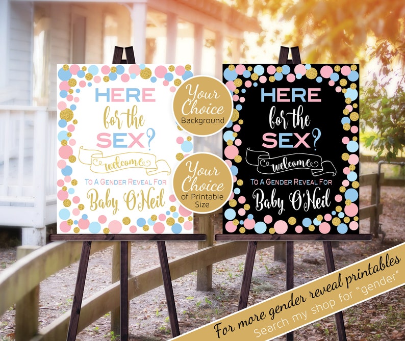 Here For The Sex Gender Reveal Personalized Printable Welcome Etsy