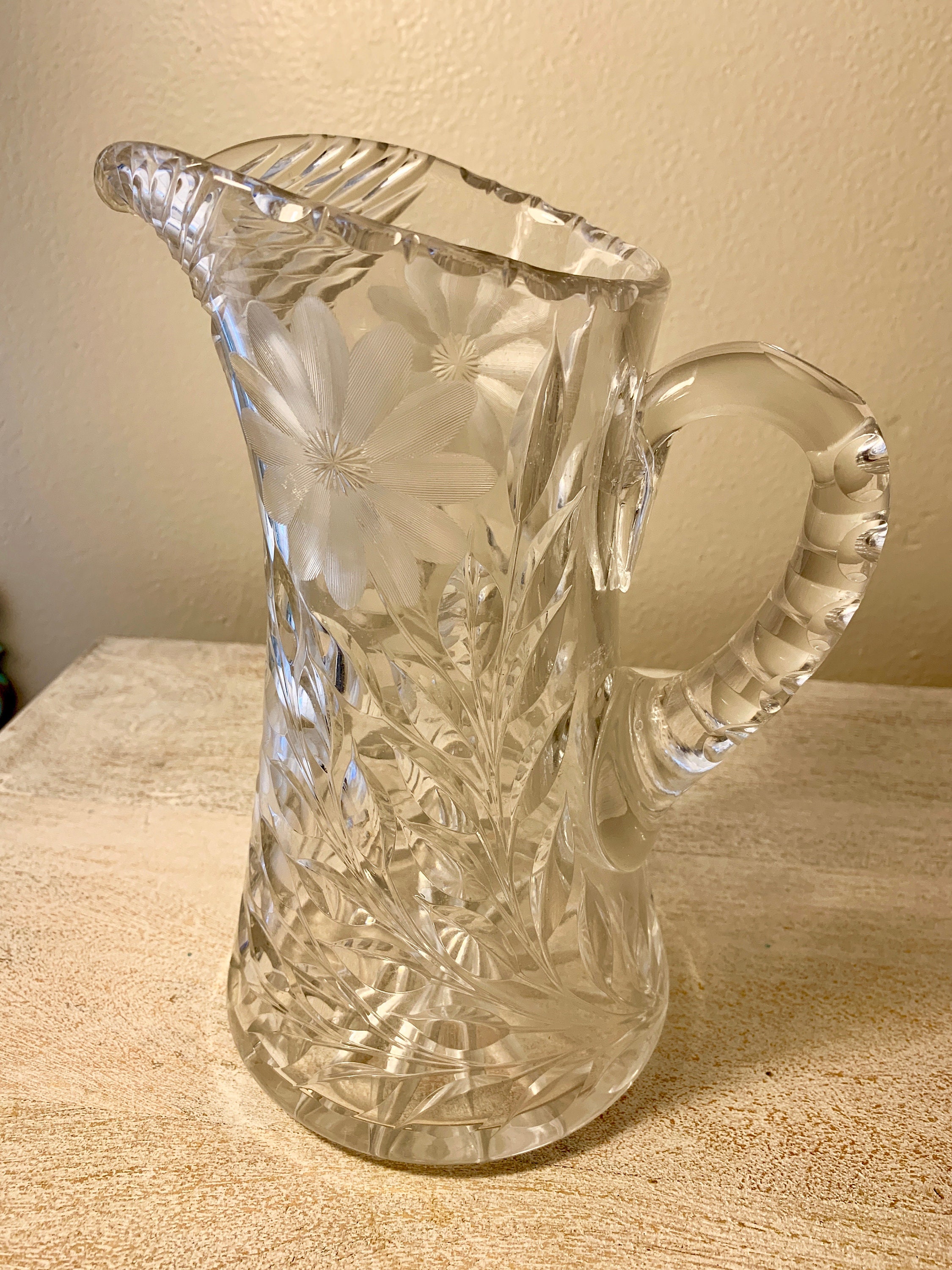 Magnificent American Brilliant Cut Crystal Glass Pitcher Etsy 2466