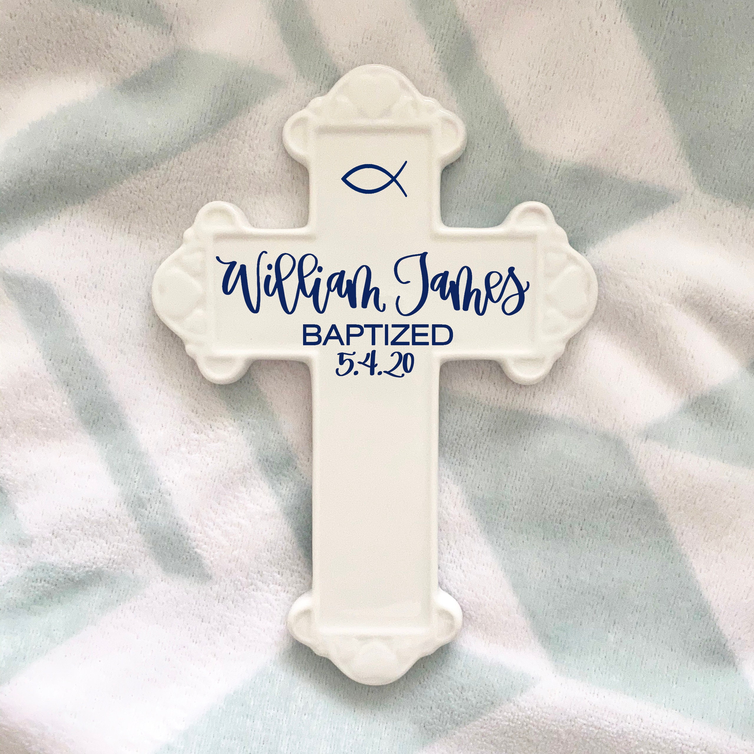 Baptism Wall Cross Personalized Boys Baptism Cross White Etsy