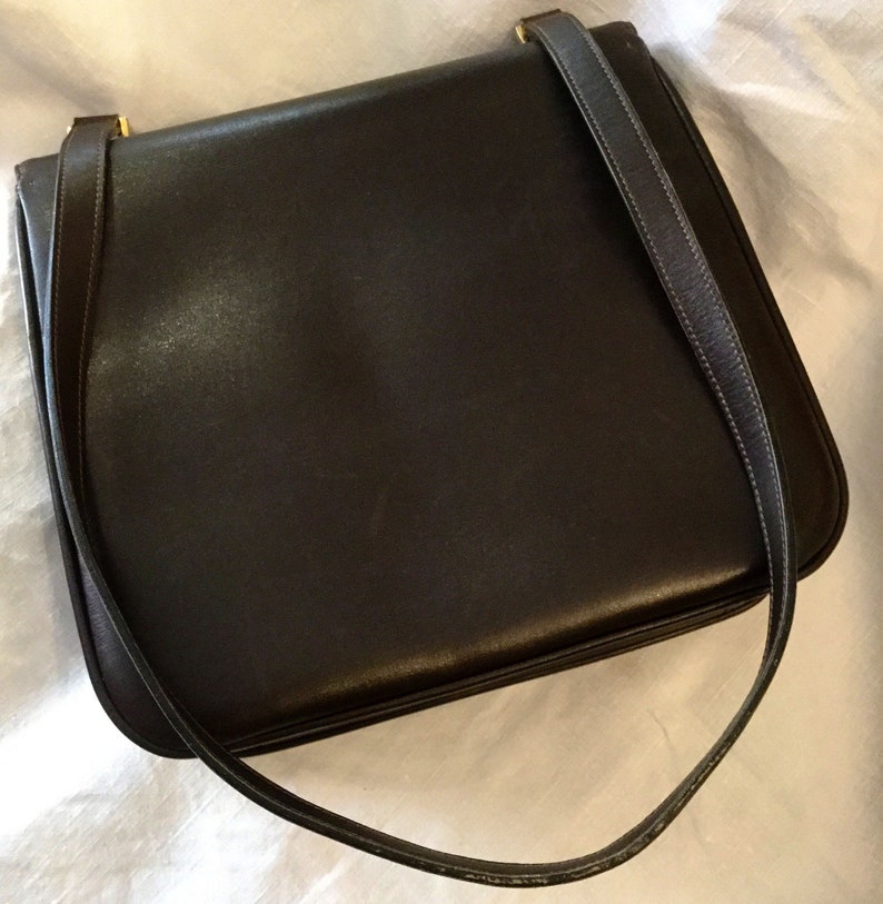 Vintage 1950s Launer Brown Leather Handbag with Metallic | Etsy