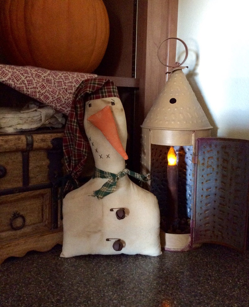 Primitive snowman shelf sitter Etsy