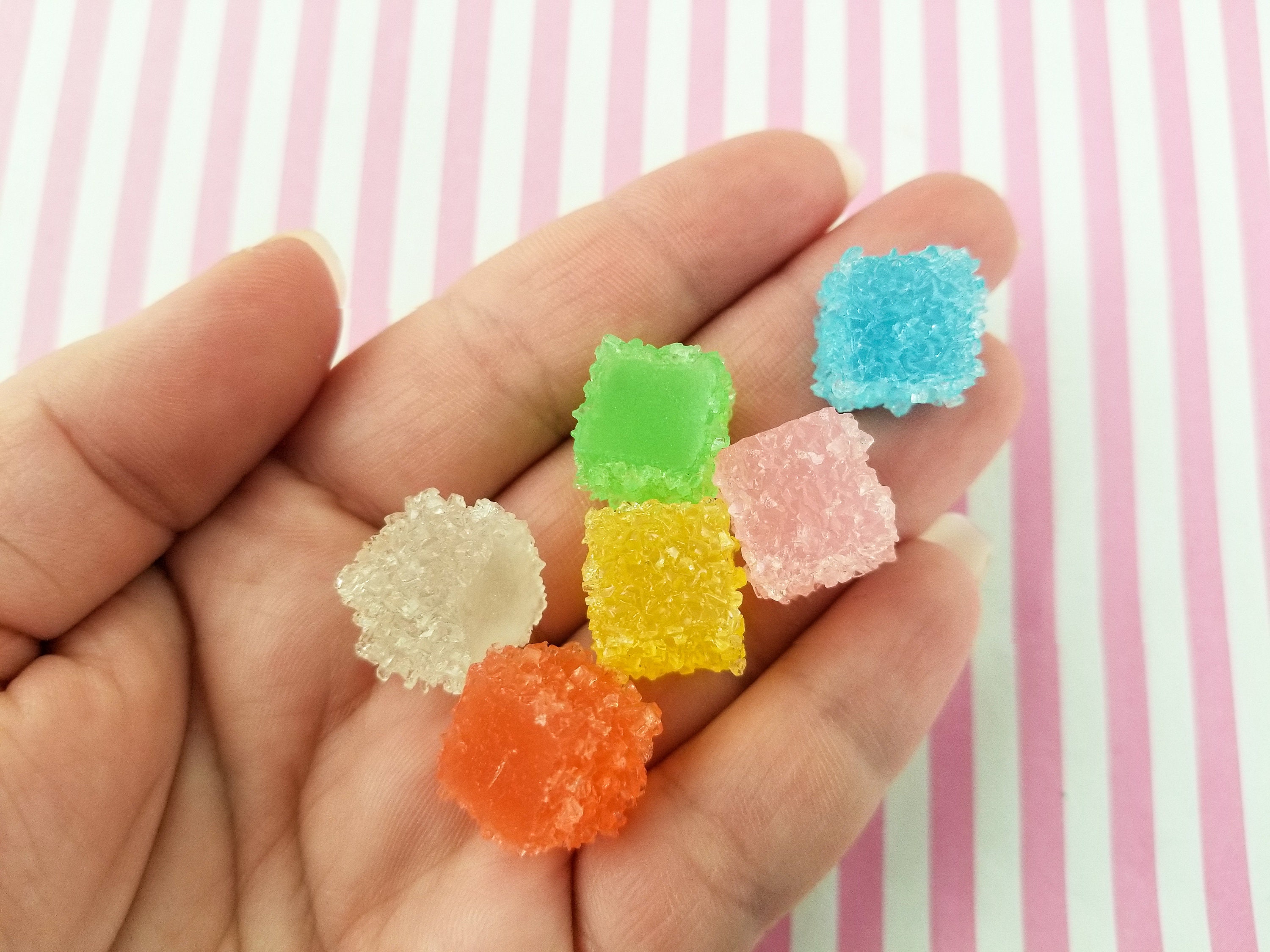 8 Translucent Vibrant Resin Sugar Cubes Candy Kawaii | Etsy