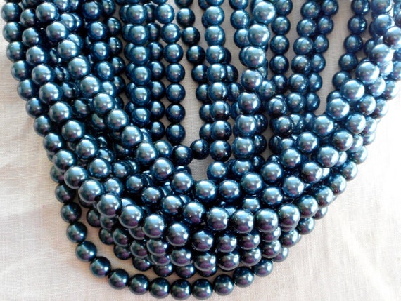 4mm x 50pc Pressed Czech Glass Ceylon Druk Beads Translucent Blue Denim Lustre Smooth Round Spacer Beads