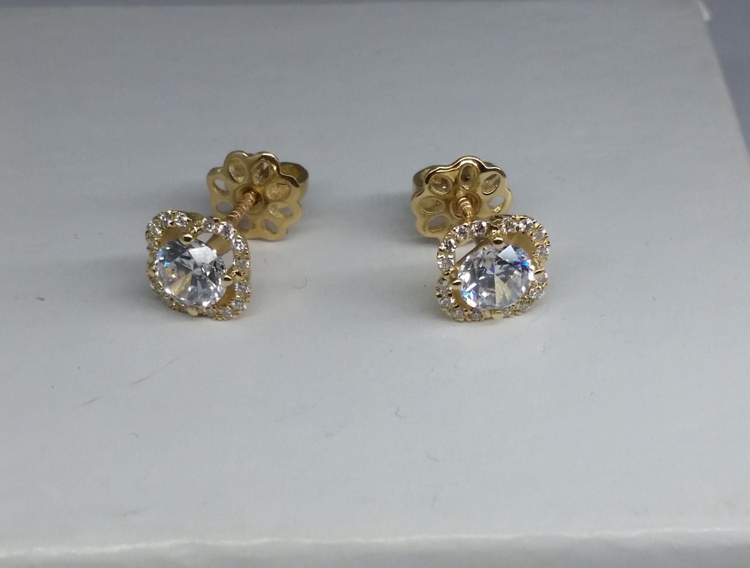 Yellow flower earrings Stud gold earrings Diamond earrings | Etsy