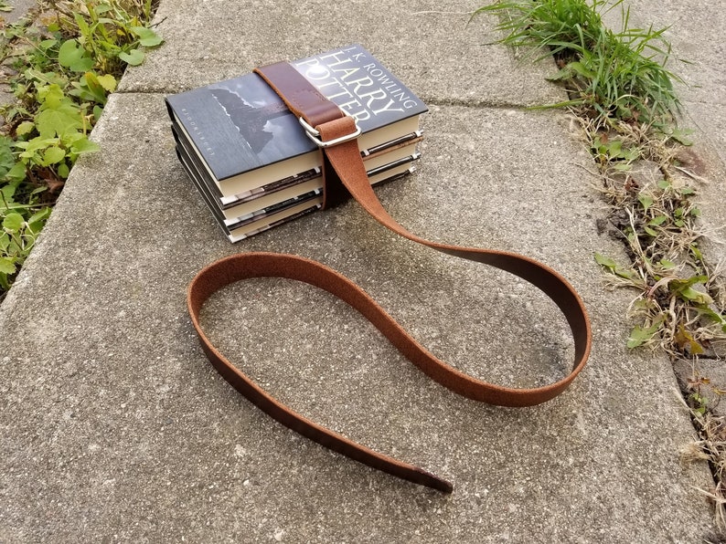 Book Strap Carrier Leather Book Belt with Nickel Hardware Etsy