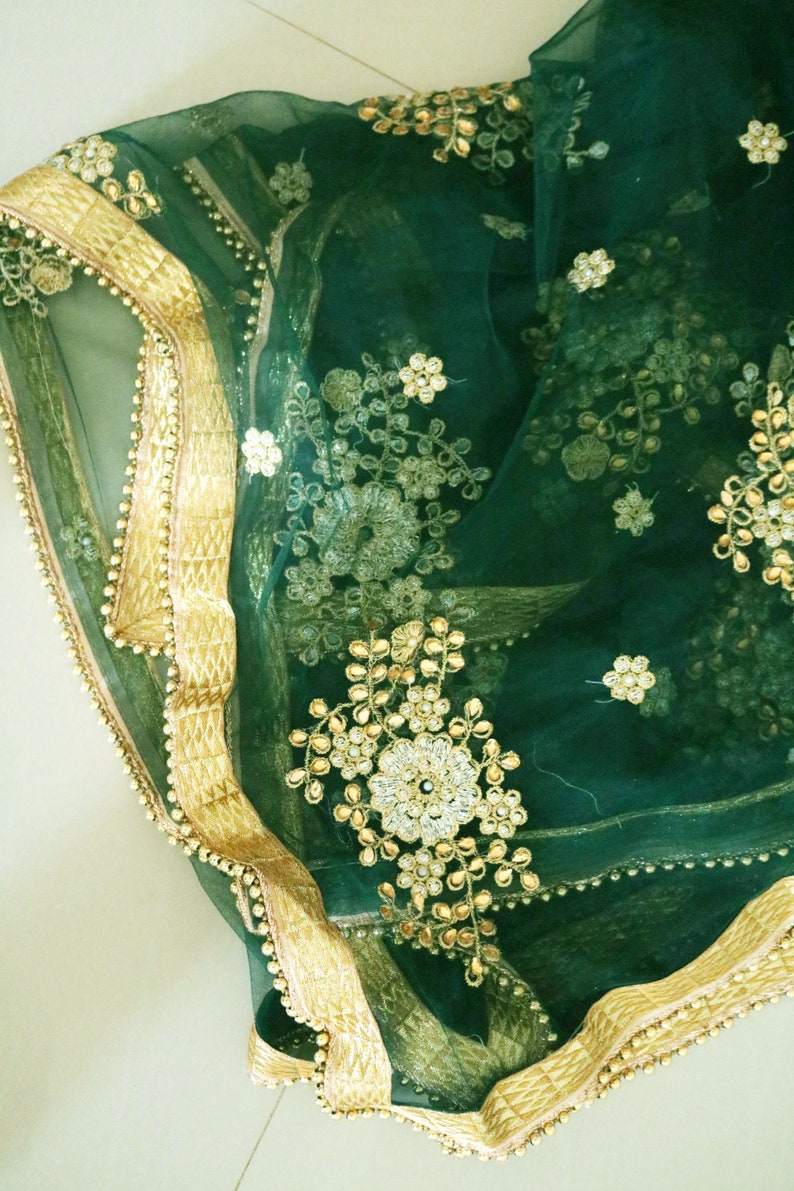 green gown with dupatta